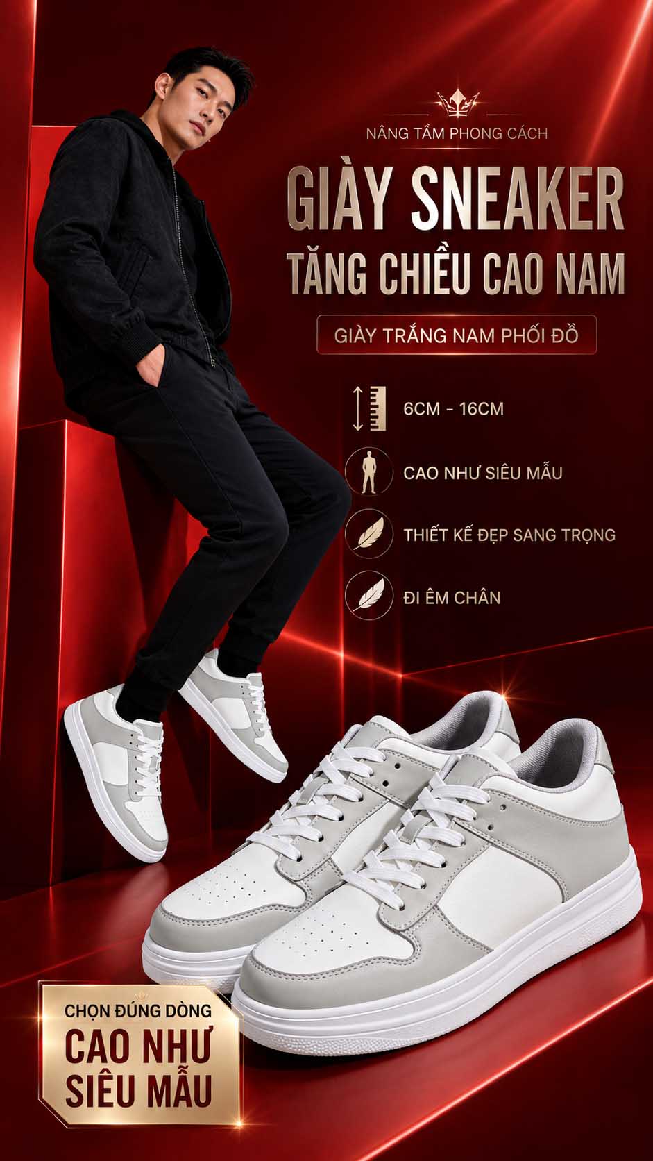 Giày trắng nam phối đồ đẹp với quần tây xám