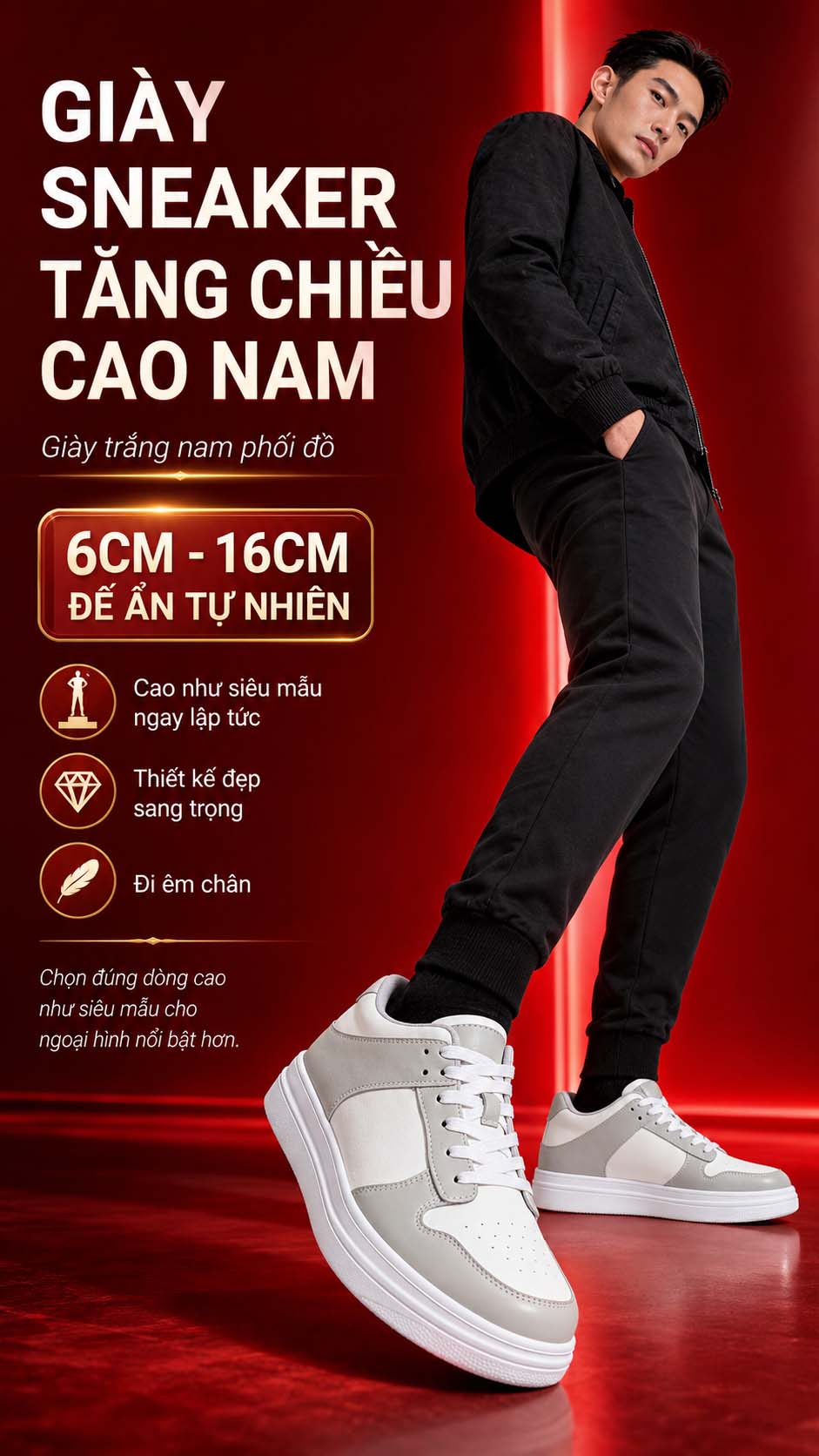 Giày trắng nam phối đồ đẹp phong cách Hàn Quốc