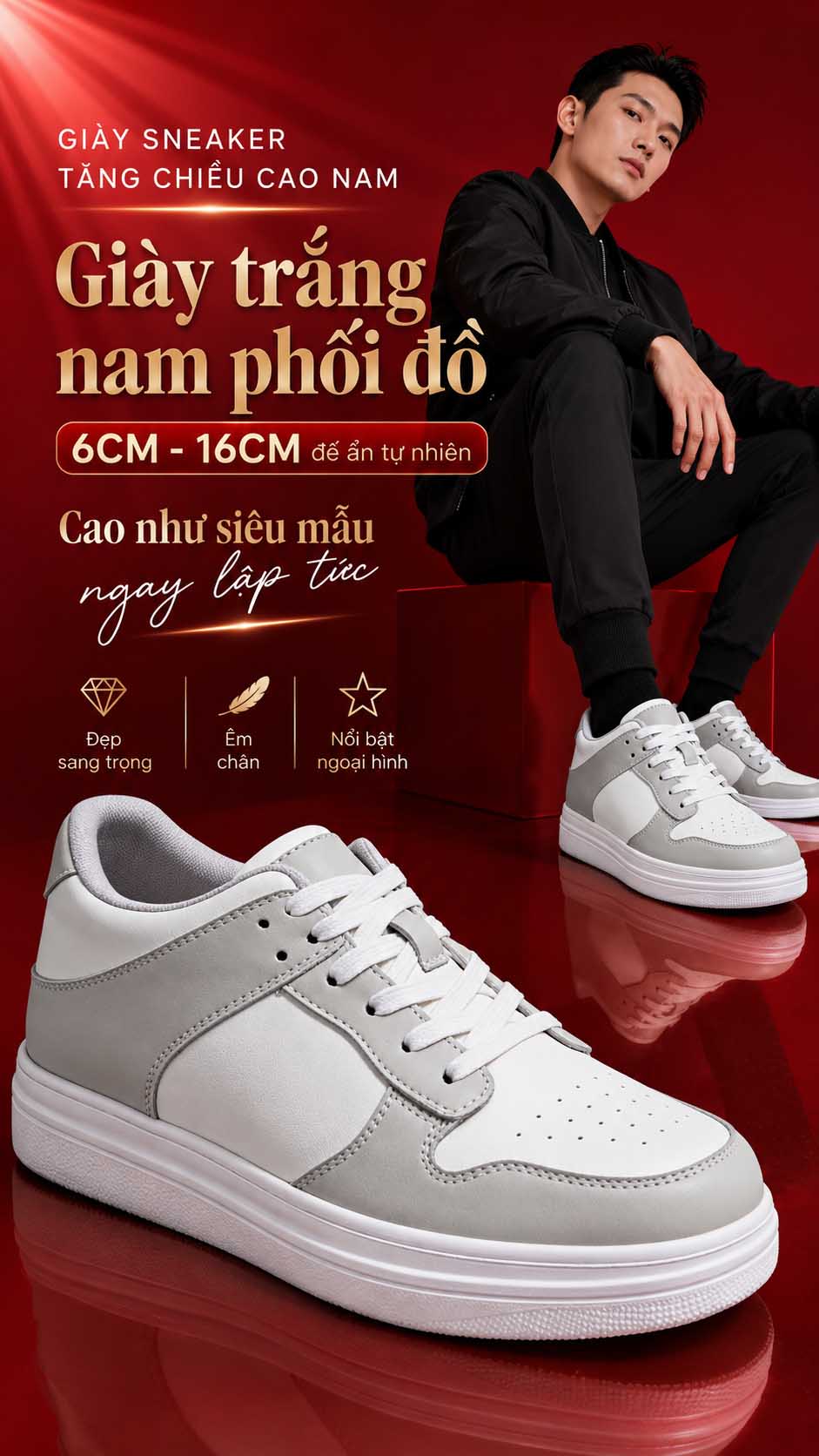 Giày trắng nam phối đồ đẹp với quần jean xanh