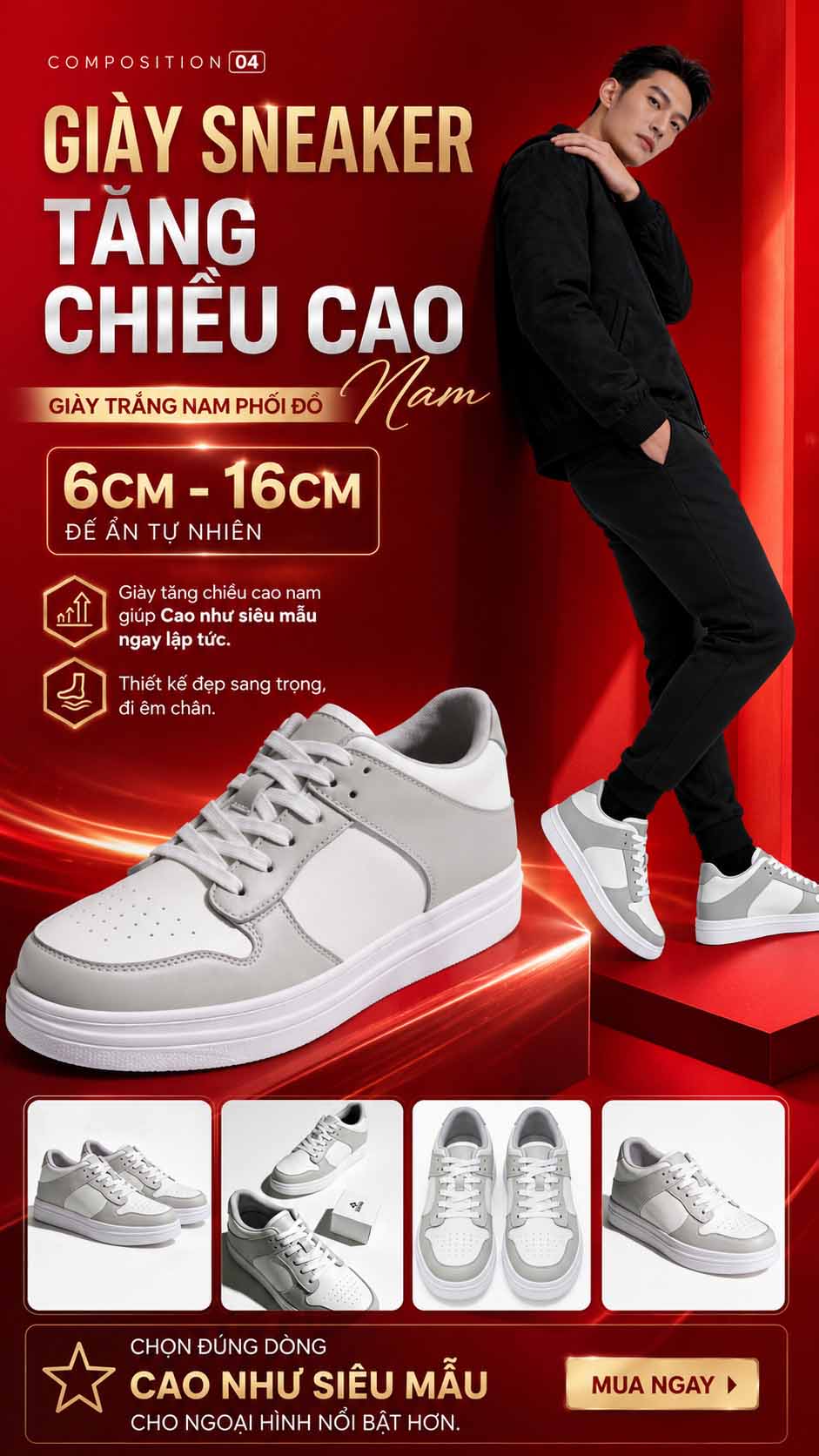 Giày trắng nam phối đồ đẹp phong cách trẻ trung
