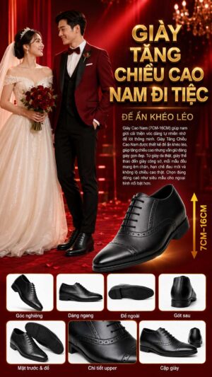 Giày tăng chiều cao nam đi tiệc cao 5cm