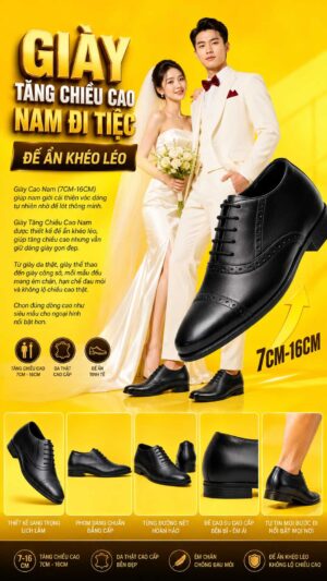 Giày tăng chiều cao nam đi tiệc cao 10cm