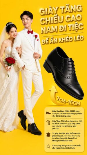 Giày tăng chiều cao nam đi tiệc cao 12cm