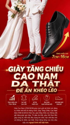Giày tăng chiều cao nam đi tiệc không lộ đế