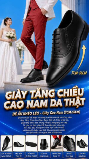 Giày tăng chiều cao nam da thật sang trọng