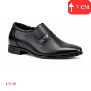 Giày tây cao nam 7cm da thật màu đen, đế ẩn tự nhiên