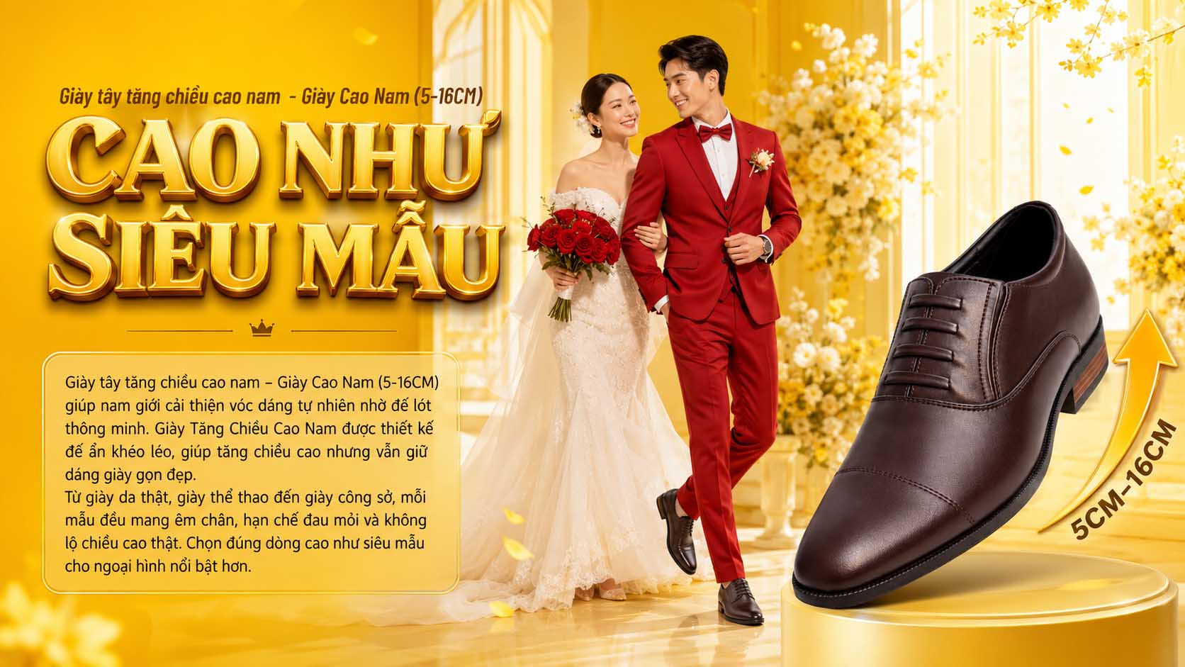 Giày tây tăng chiều cao nam đẹp