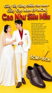 Giày tây tăng chiều cao nam da thật