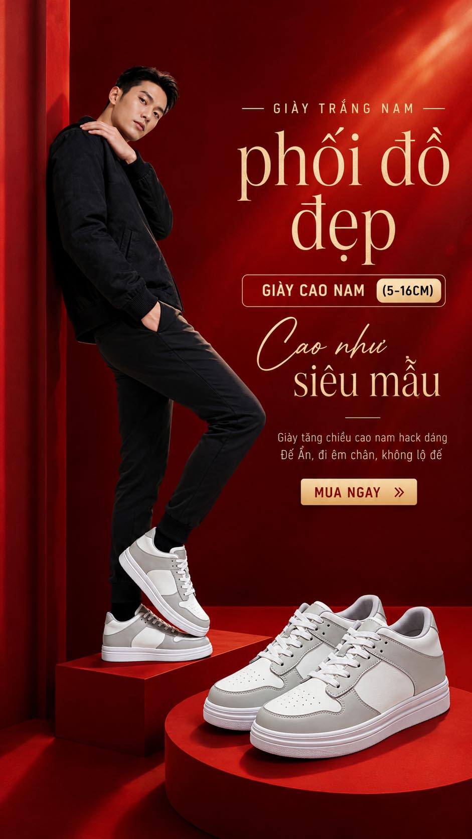 Giày trắng nam phối đồ đẹp cùng quần kaki